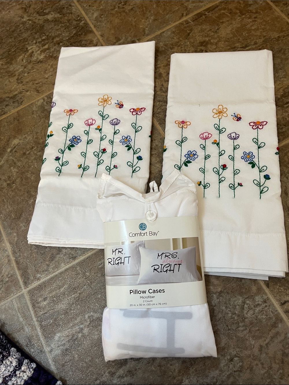 Comfort Bay White 'Mr. Right / Mrs. Always Right' Microfiber Pillow Cases